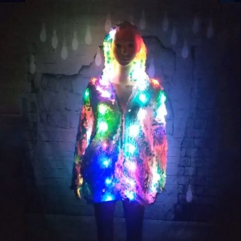 Rave Party LED Light Up Sequined Jacket for Women Plus Size